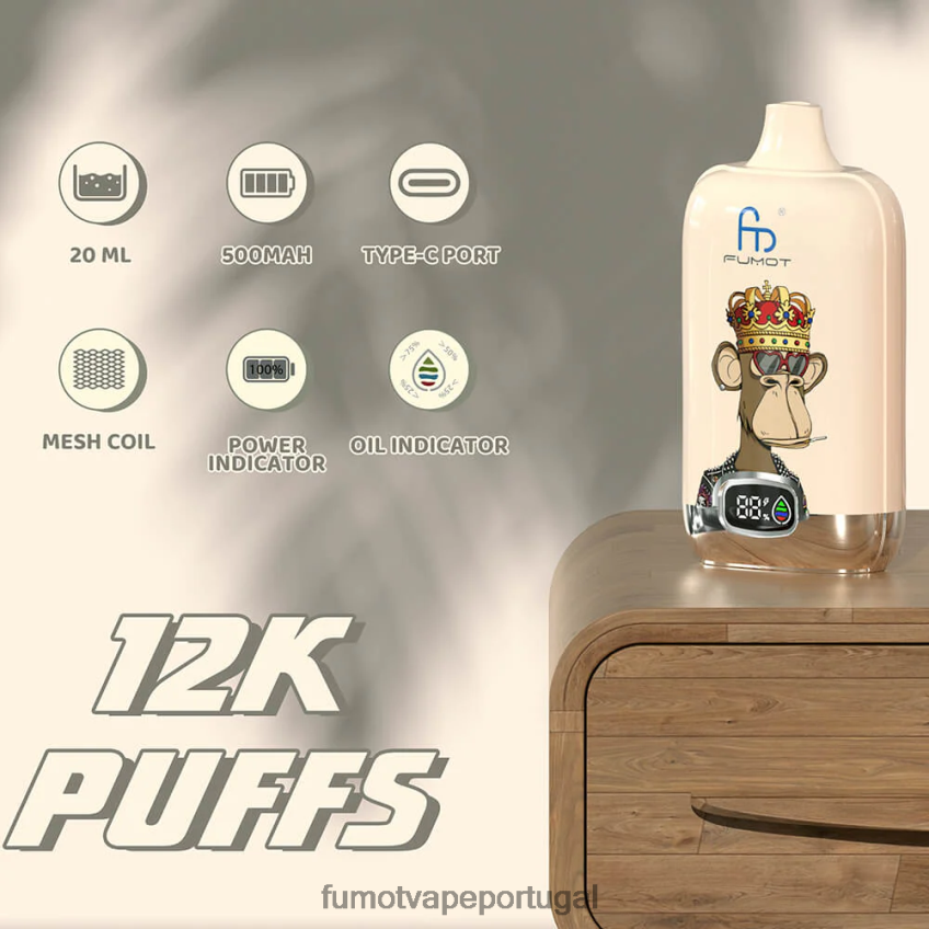 Fumot Flavours - Fumot Digital Box 12000 cápsulas de vapor descartáveis ​​de 20ml - (1 peça) gelo de pêssego 82R648139
