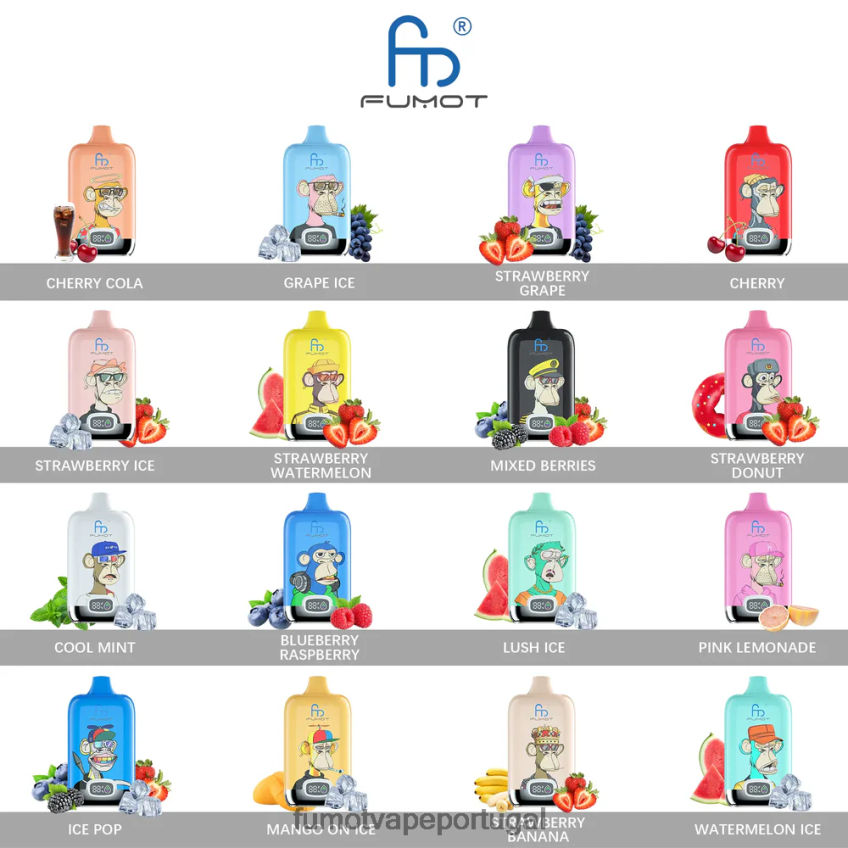 Fumot Flavours - Fumot Digital Box vape pod descartável 12000 - 20ml (1 peça) gelo de morango 82R648149