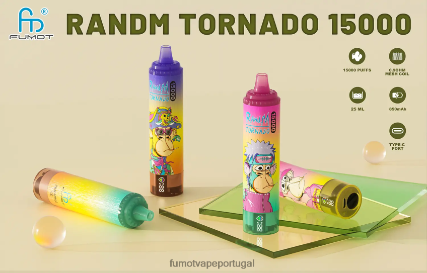 Fumot Flavours - Fumot Tornado 15000 vape descartável 25ml (1 peça) gelo de banana 82R648159