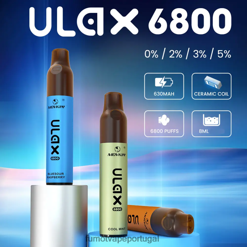 Fumot Portugal - Fumot Movkin Ulax Vaporizador descartável 6800 bobina de cerâmica - 8ml (1 peça) menta refrescante 82R648321