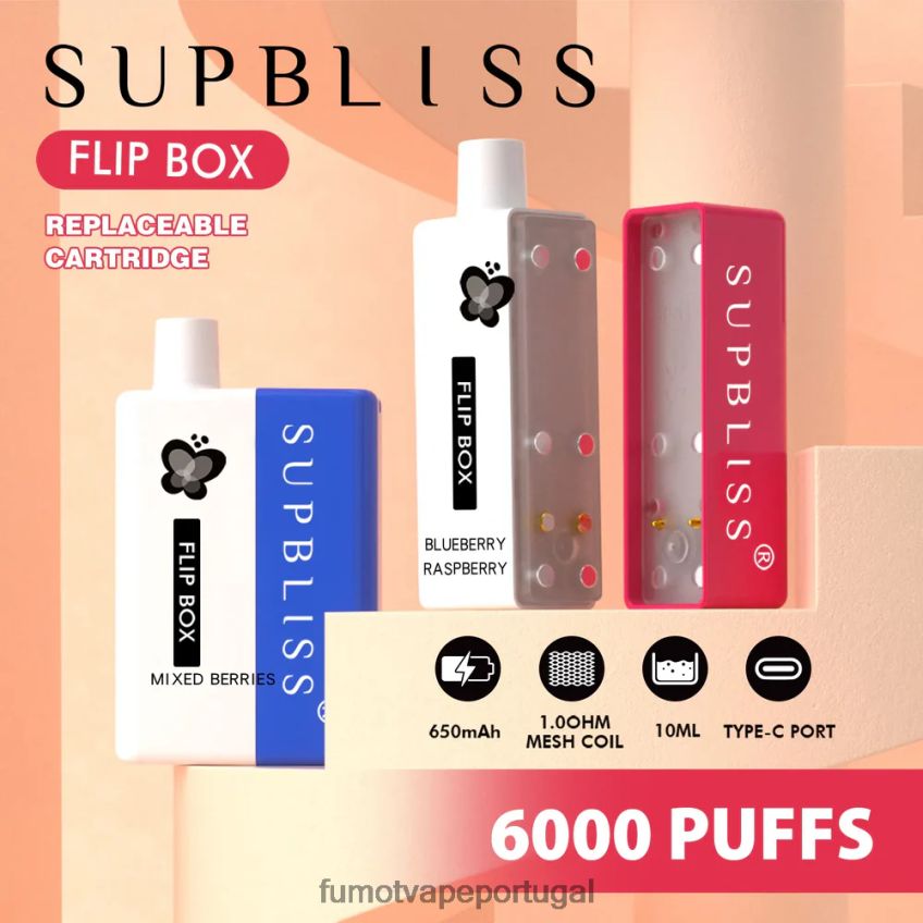 Fumot Portugal - Fumot Supbliss Flip caixa 6000 kit vape substituível - 10ml (1 peça) gelo de melancia 82R648341