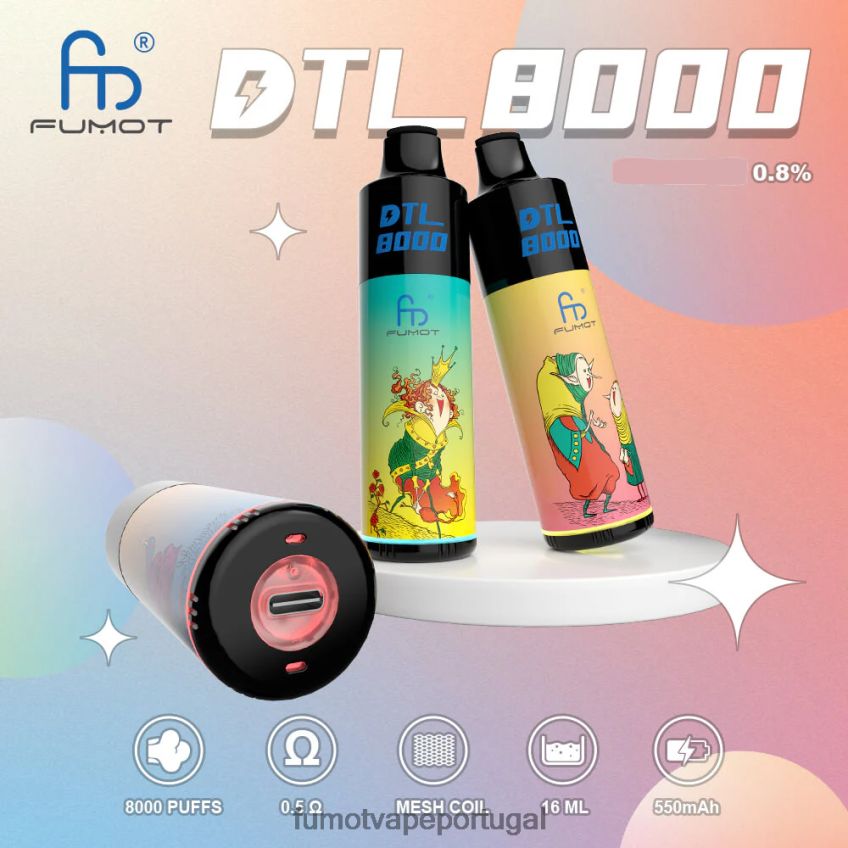Fumot Shop - Fumot DTL Caneta vape descartável 8000 - 16ml (1 peça) hortelã de mirtilo 82R648416