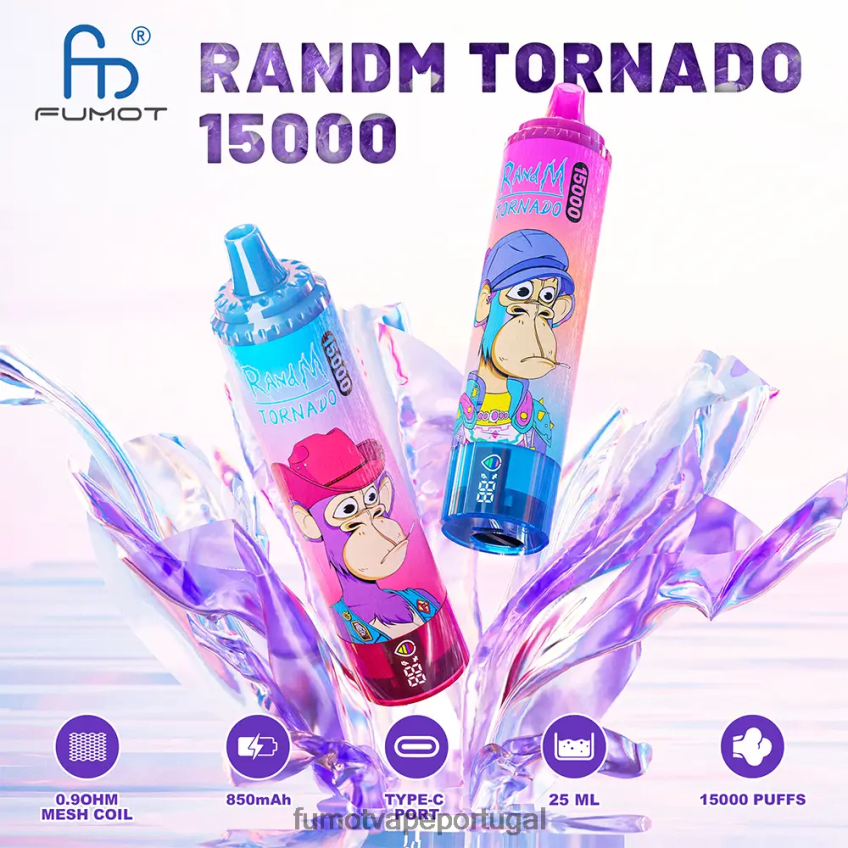 Fumot Shop - Fumot Tornado Vaporizador descartável 25ml 15000 (1 peça) limonada razz azul 82R648196