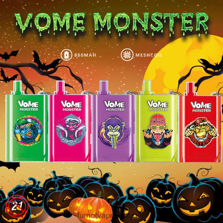 Fumot Shop - Fumot Vome Monster 10000 dispositivos vape pod descartáveis ​​- 20ml (1 peça) gelo de mirtilo 82R648426