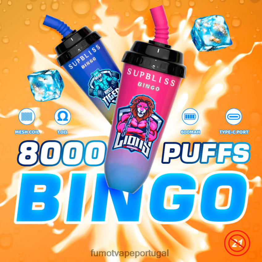 Fumot Tech - Fumot Supbliss Bingo Dispositivo vape pod descartável de 16ml 8000 (1 peça) kiwi morango 82R648410