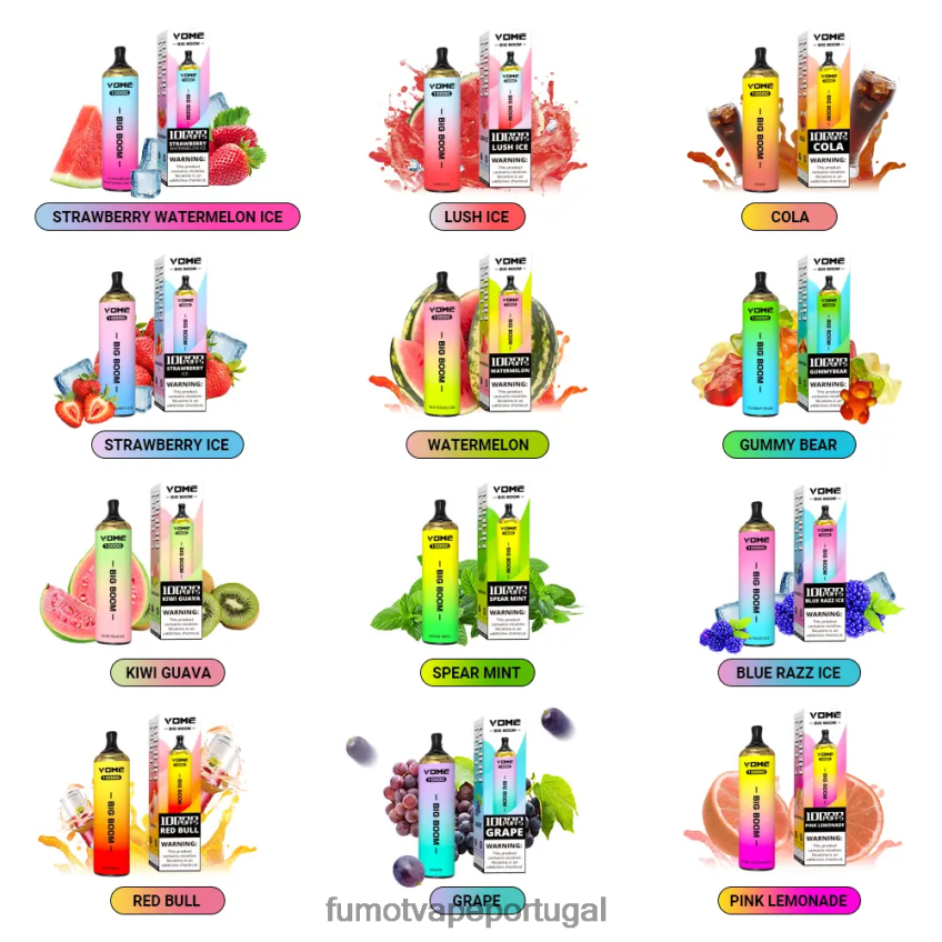 Fumot Tech - Fumot Vome Big Boom caneta vape descartável 10000 - 20ml (1 peça) gelo de morango 82R648440