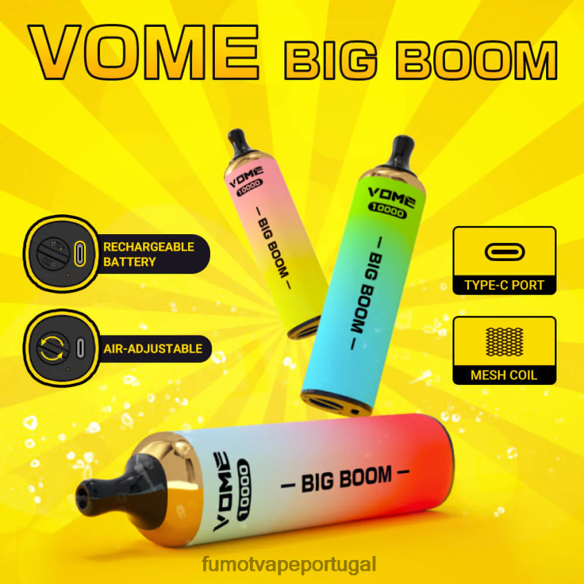 Fumot Tech - Fumot Vome Big Boom caneta vape descartável 10000 - 20ml (1 peça) gelo de morango 82R648440