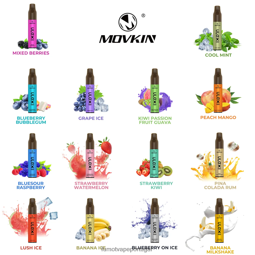 Fumot Vape Online Shop - Fumot Movkin Ulax Vaporizador descartável 6800 bobina de cerâmica - 8ml (1 peça) kiwi morango 82R648328