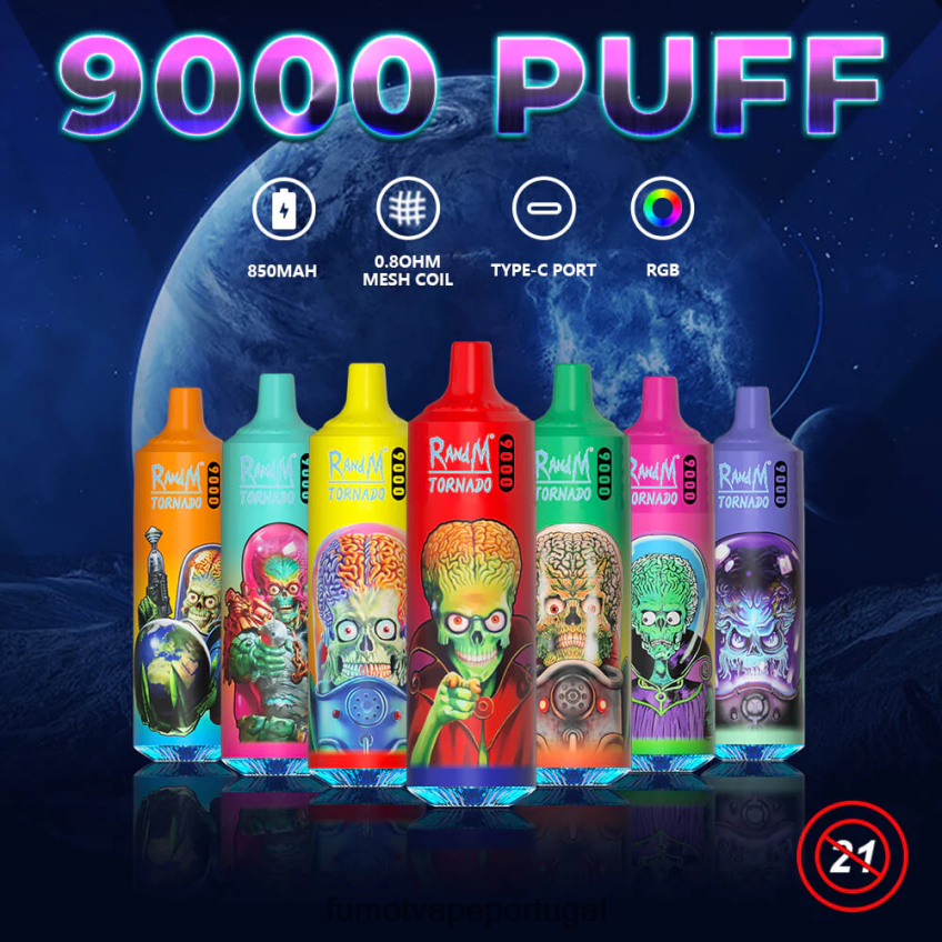 Fumot Vape Portugal - Fumot Tornado caneta vape descartável 9000 - 18ml (1 peça) gelo de pêssego de verão 82R64852