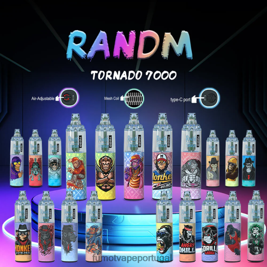 Fumot Vape Review - Fumot Tornado Caneta vape descartável de 14ml 7000 (1 peça) chiclete de mirtilo 82R64864