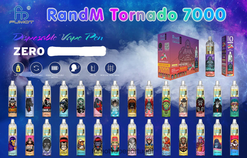 Fumot Vape Review - Fumot Tornado Caneta vape descartável 7000 0% - 14ml (1 peça) sangue de tigre 82R648544
